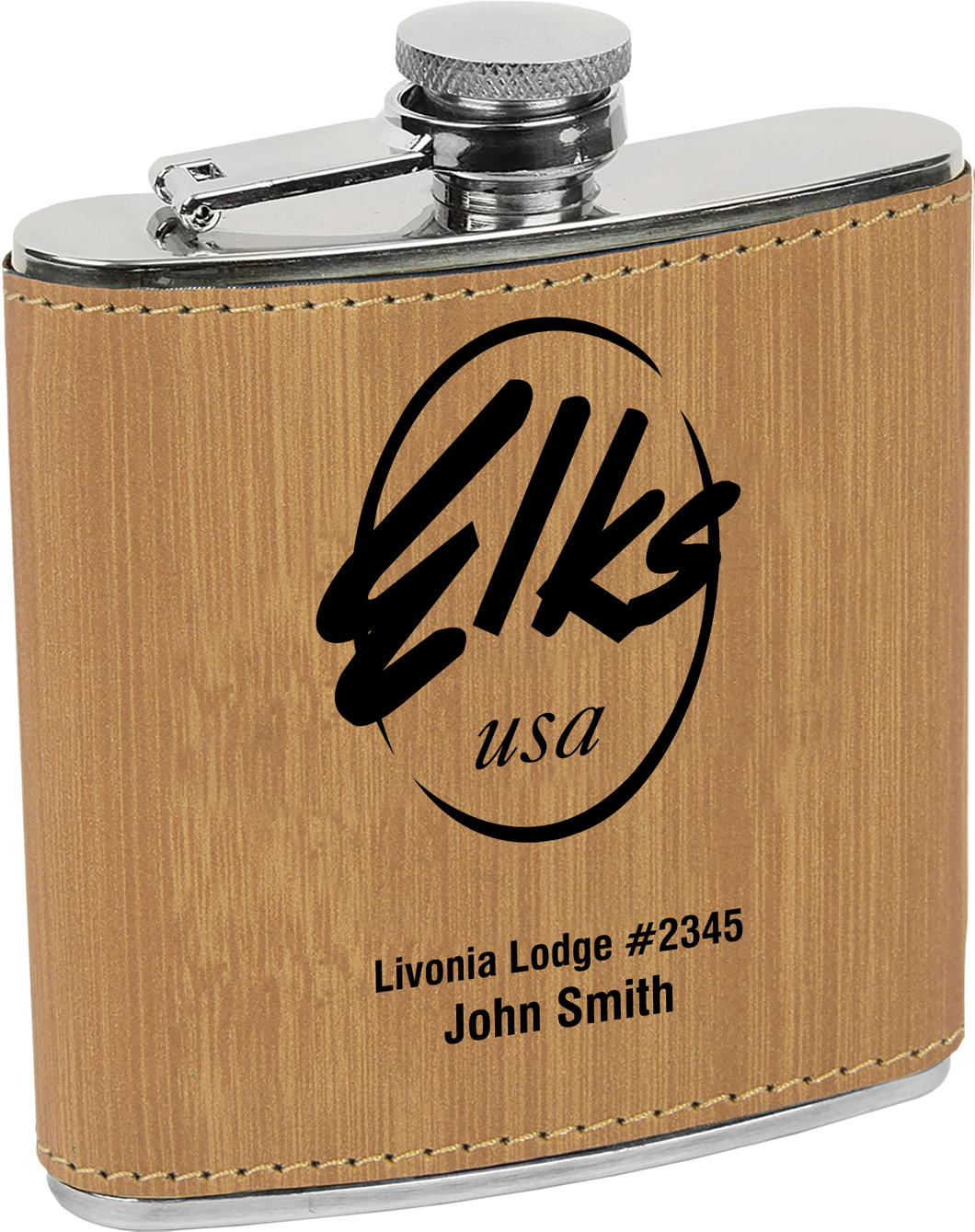 6 oz. Custom Elks Leatherette Flask