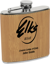Load image into Gallery viewer, 6 oz. Custom Elks Leatherette Flask

