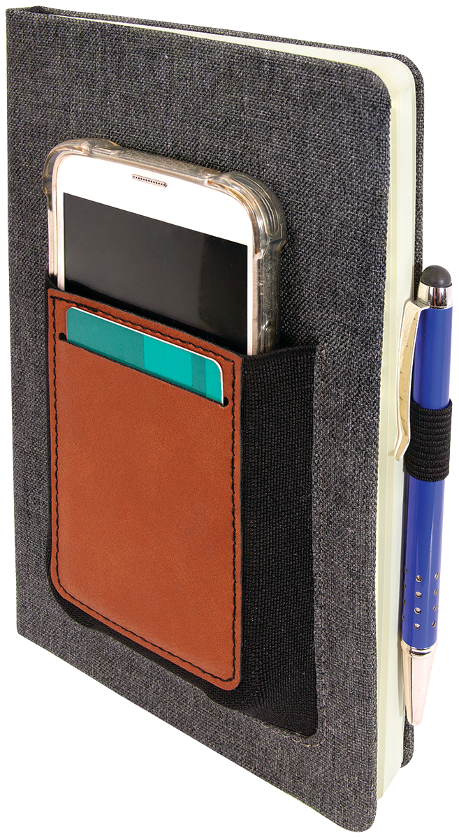 Leatherette Journal with Cell/Card Slot