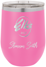 Load image into Gallery viewer, Elks Custom 12 oz Insulated stemless wine tumbler by Polar Camel in Pink
