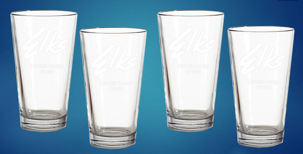 16 oz. Etched Pint Glass - Set of 4